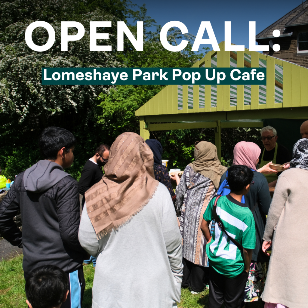 A group of people lining up for food at a previous pop up cafe in Lomeshaye Park, Nelson